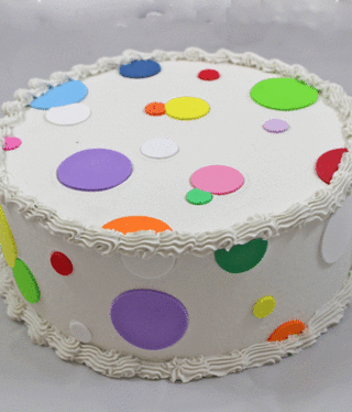 Fake Vanilla Cake Topped with Multi-Colored Polka Dots