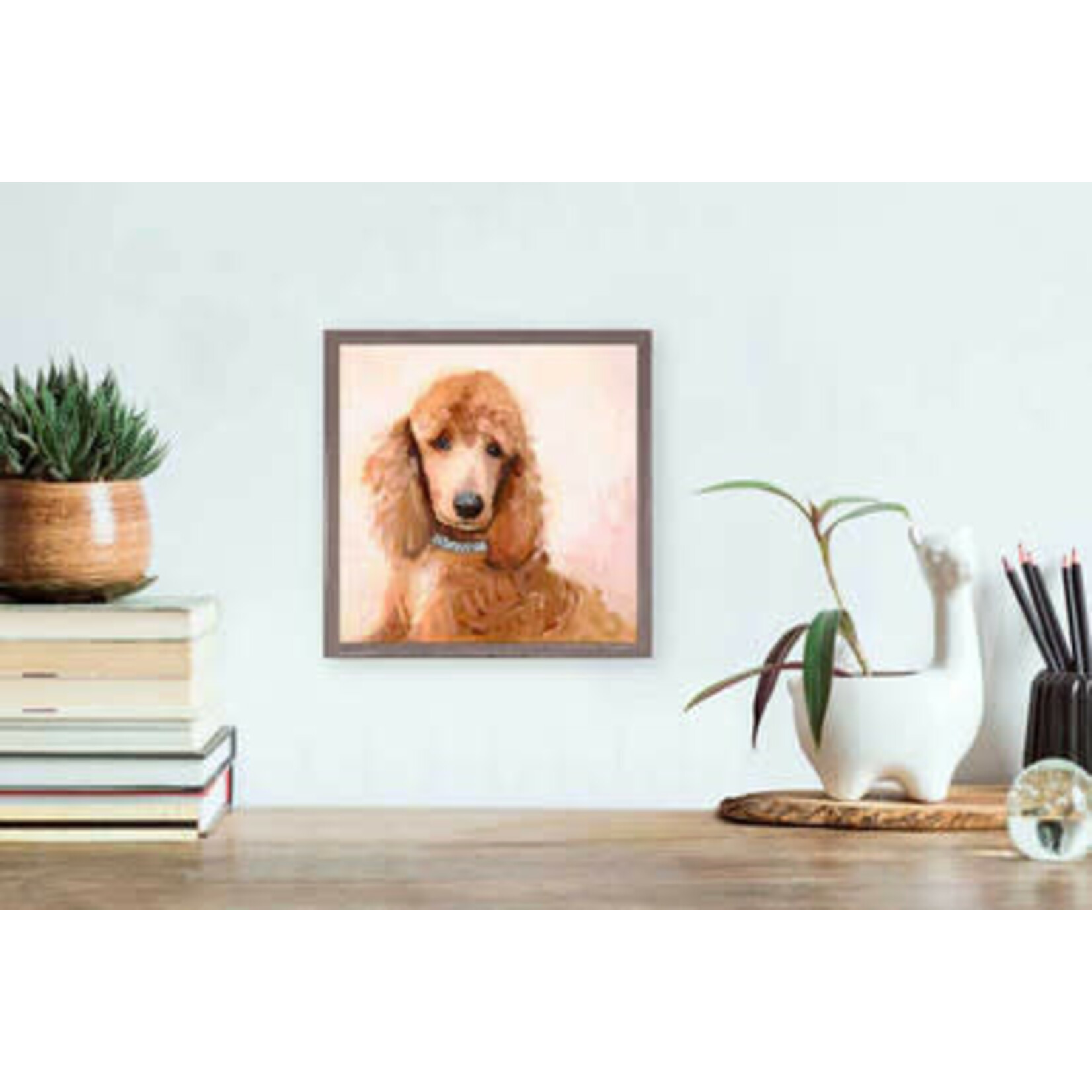 m. lynne designs fancy apricot poodle framed canvas
