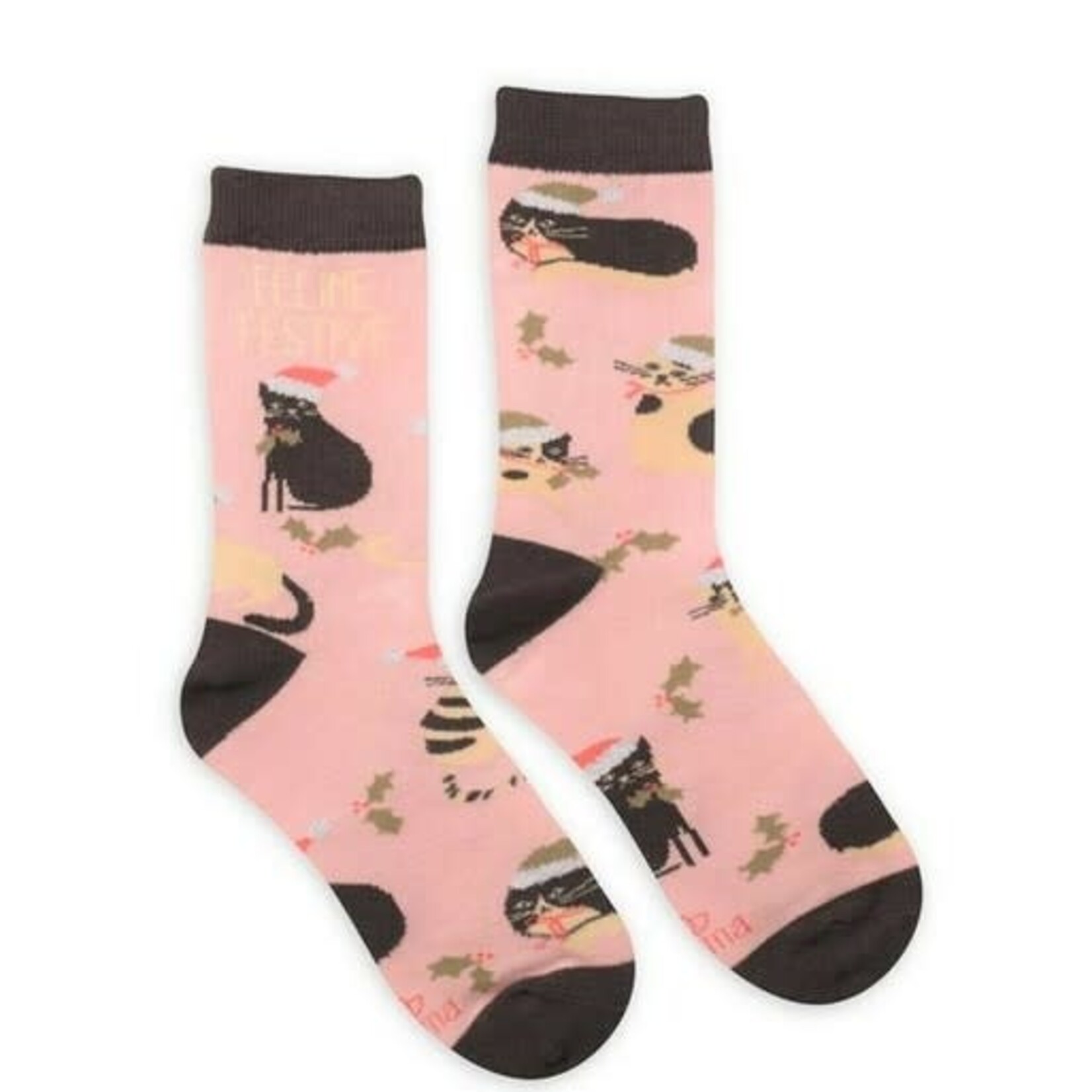 m. lynne designs feline festive socks