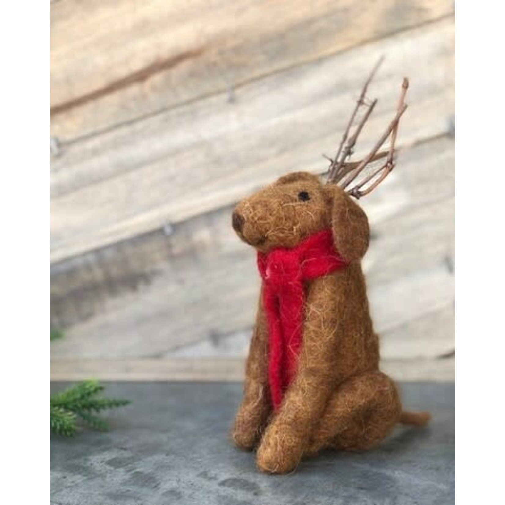 m. lynne designs felt dog with antlers