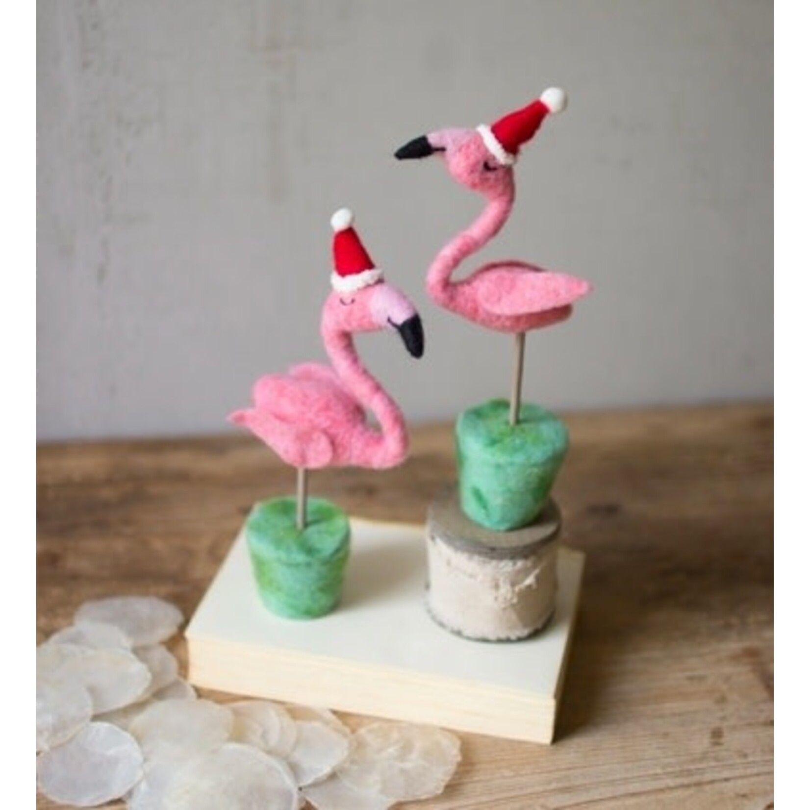 m. lynne designs felt flamingo with santa hat