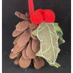 m. lynne designs felt holly cone ornament