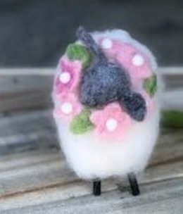 available at m. lynne designs Felt Sheep with Flowers, Small