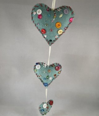 available at m. lynne designs Felt Triple Heart Ornament