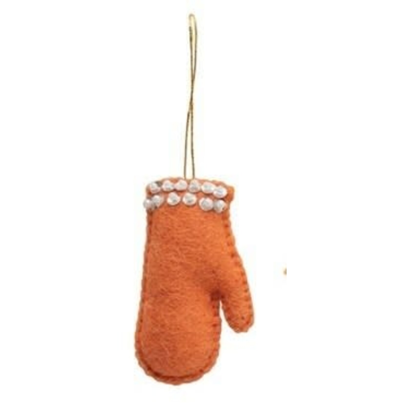 m. lynne designs felted wool mitten with beads ornament