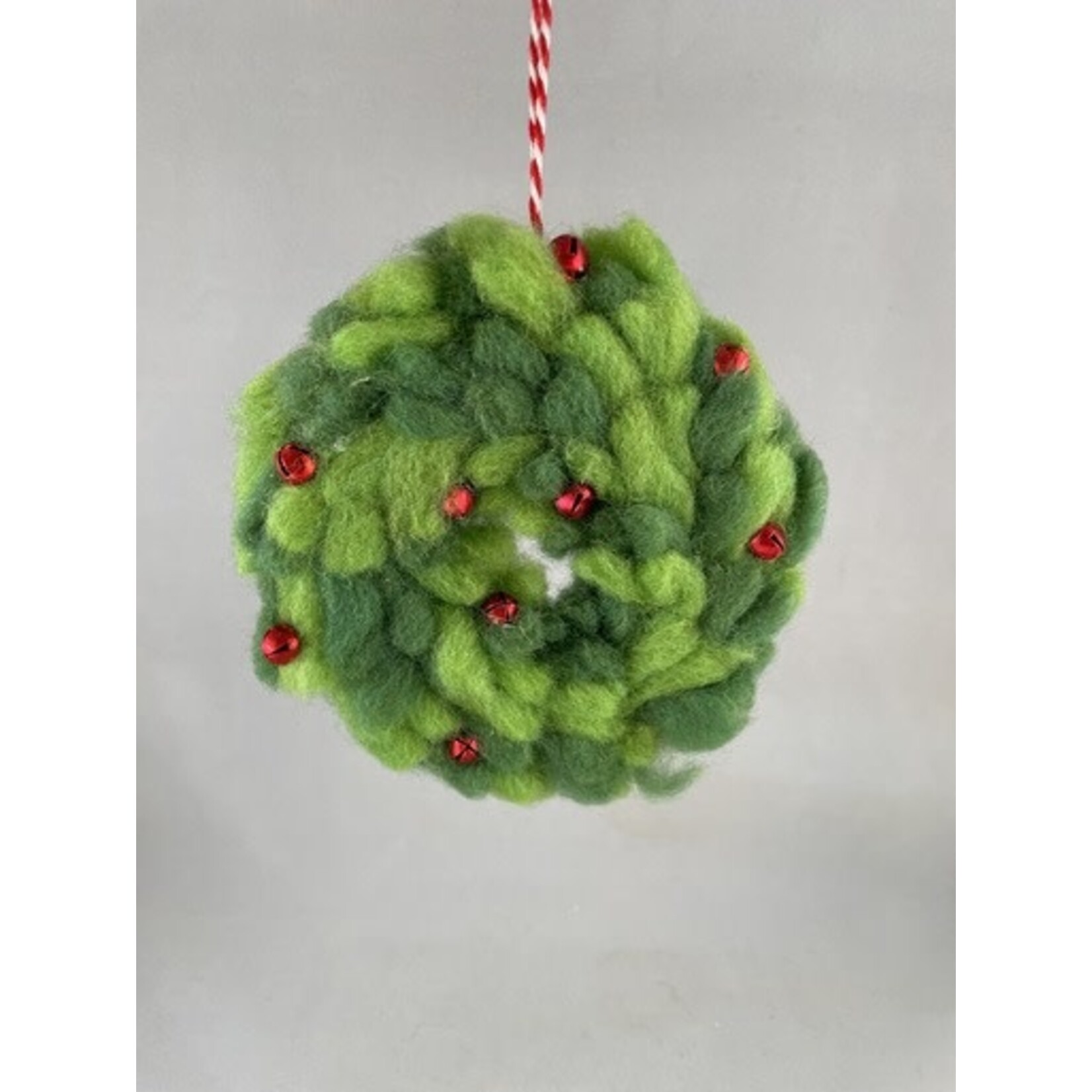 m. lynne designs felted wreath with bells ornament