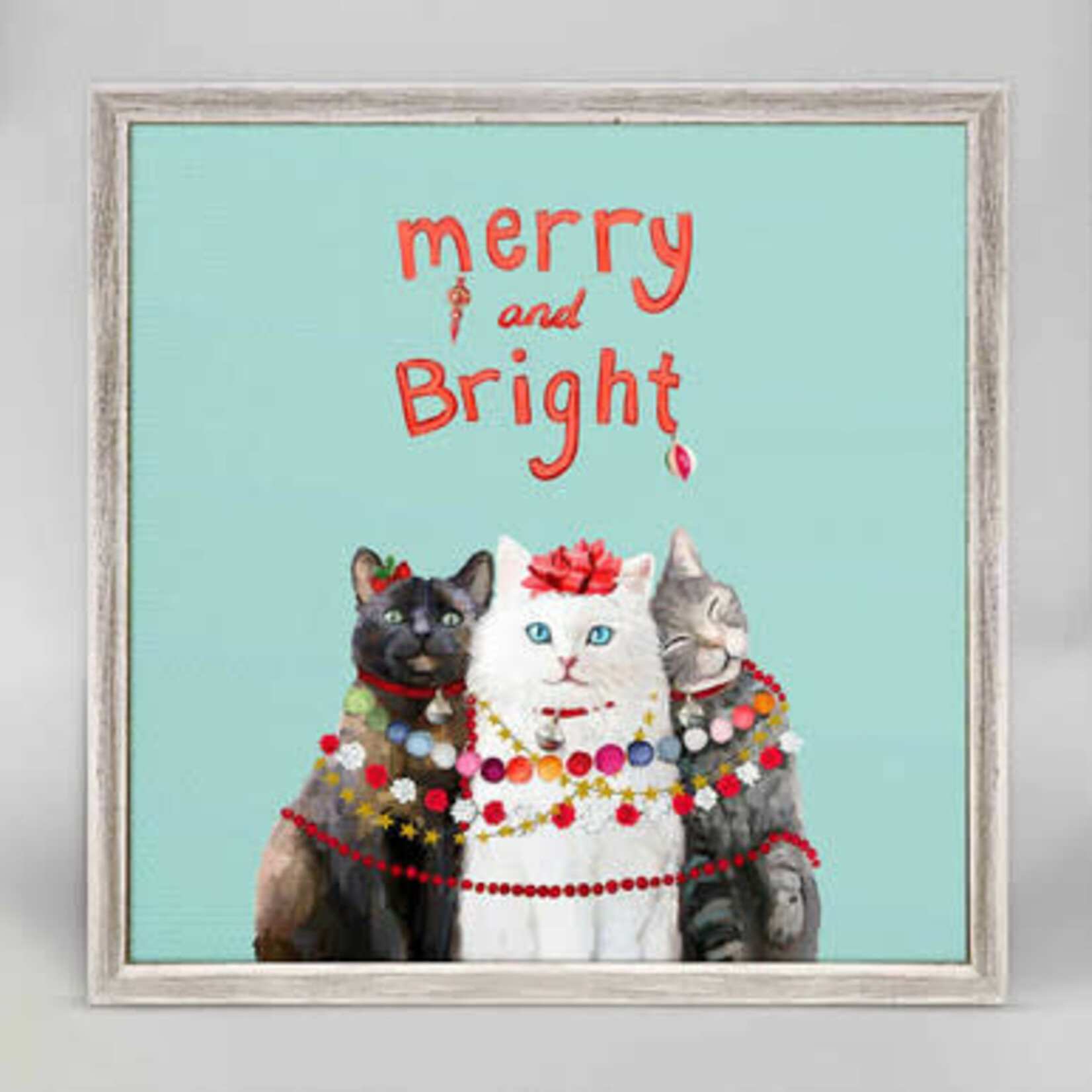 m. lynne designs festive cat trio framed canvas