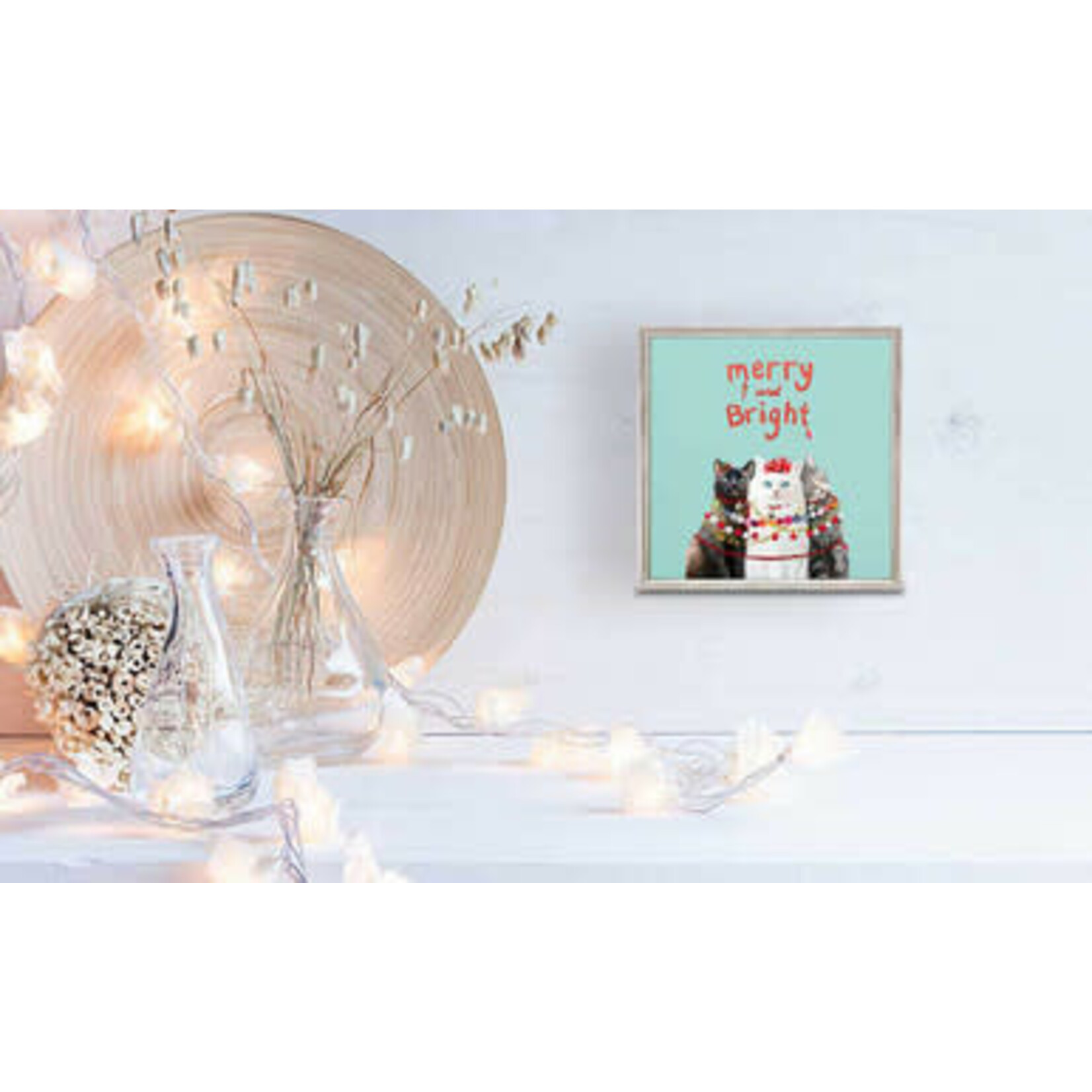 m. lynne designs festive cat trio framed canvas