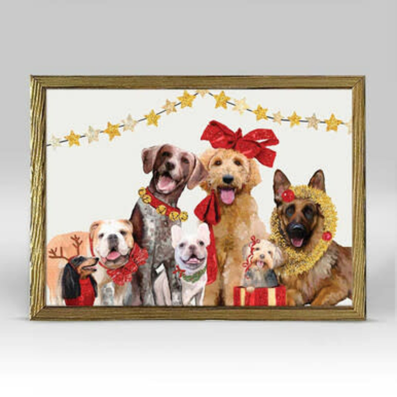 m. lynne designs festive puppy pack framed canvas