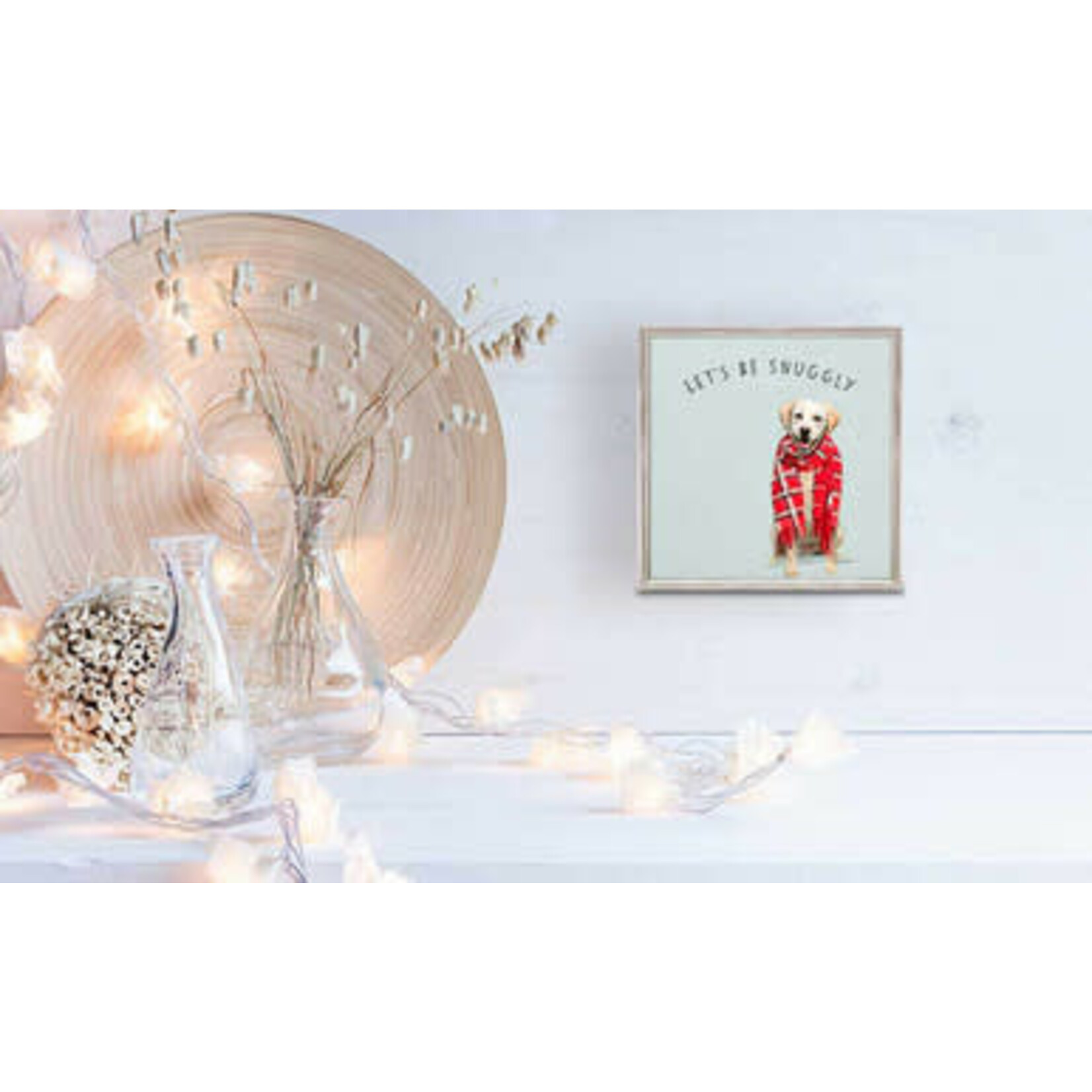 m. lynne designs festive yellow lab framed canvas