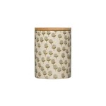 m. lynne designs floral pattern with bamboo lid canister
