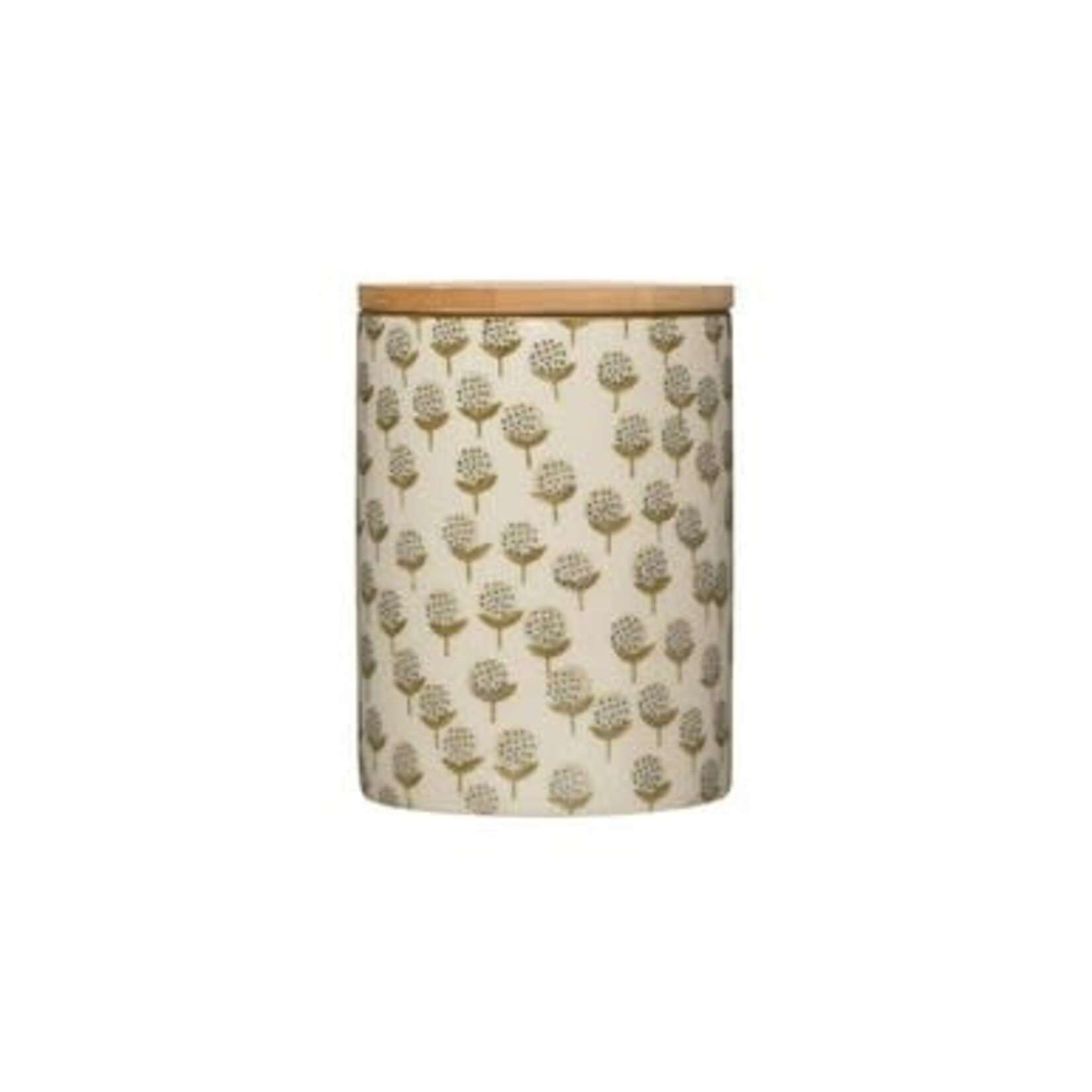 m. lynne designs floral pattern with bamboo lid canister