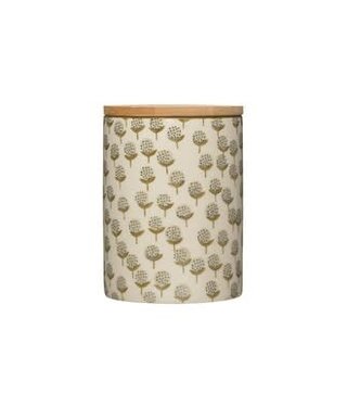 available at m. lynne designs Floral Pattern with Bamboo Lid Canister