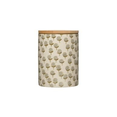 available at m. lynne designs Floral Pattern with Bamboo Lid Canister