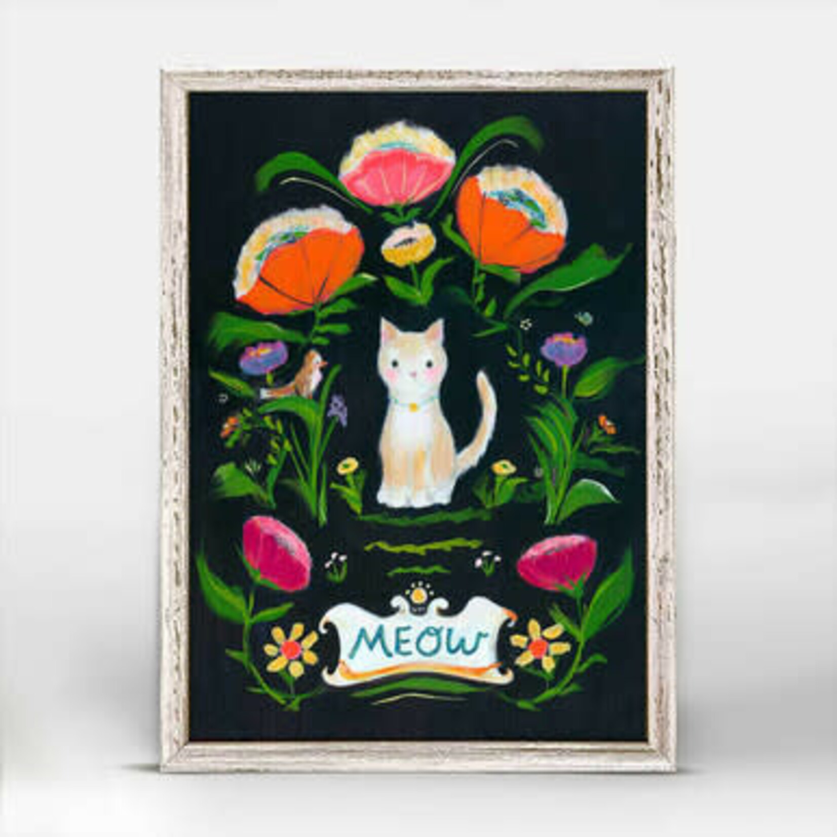 m. lynne designs flower meower framed canvas