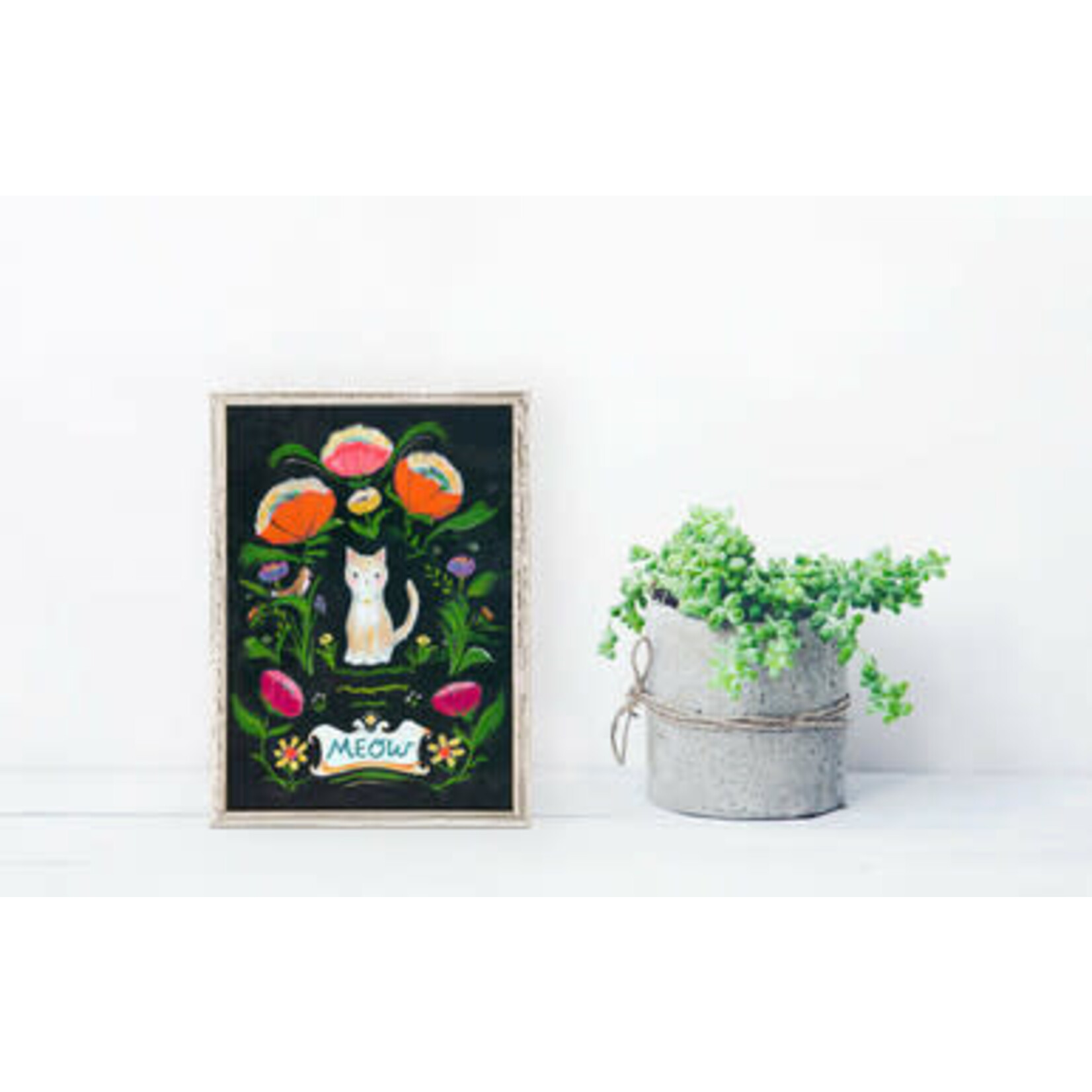 m. lynne designs flower meower framed canvas