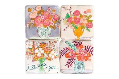 available at m. lynne designs Flowers Coasters