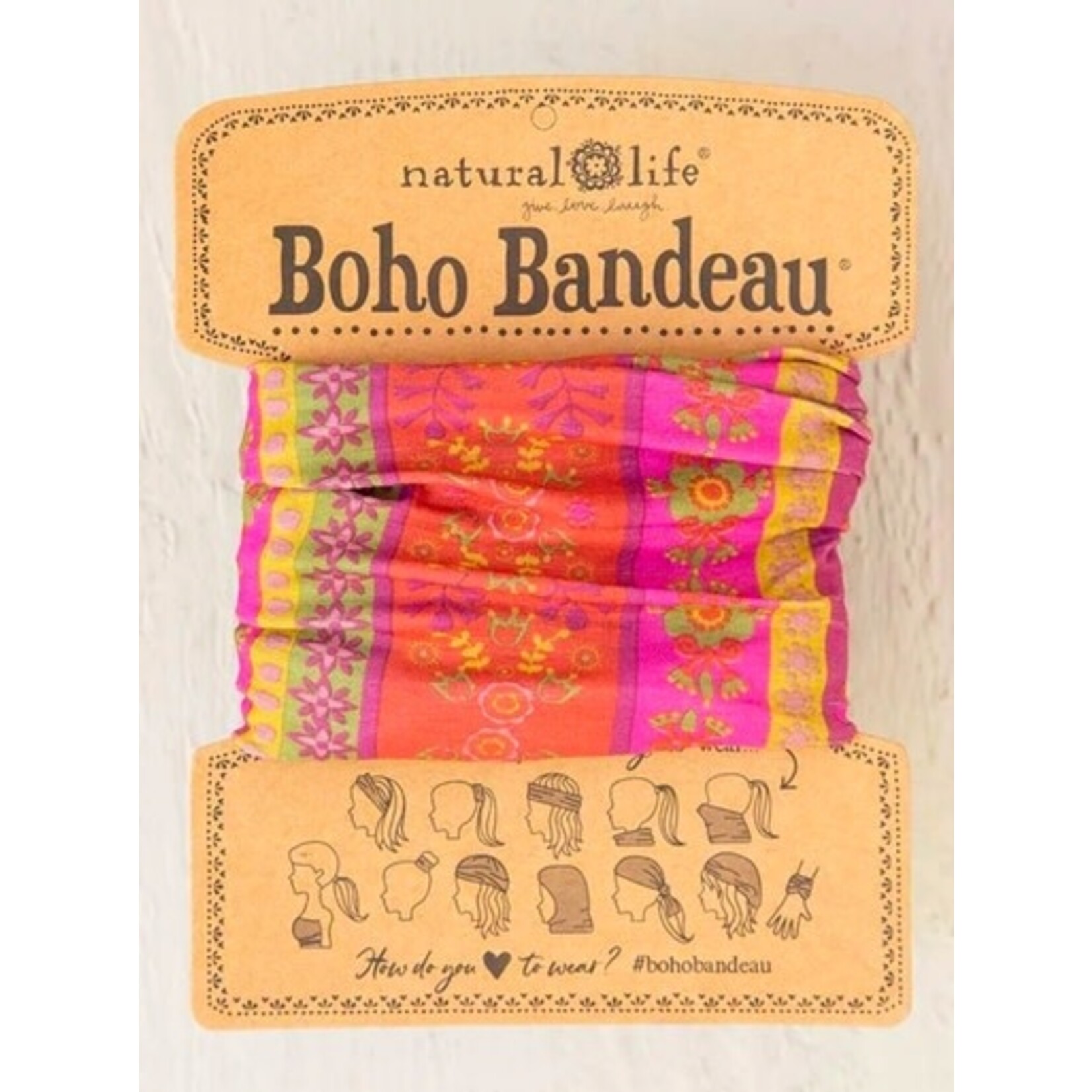 natural life fuchsia floral stripes boho bandeau