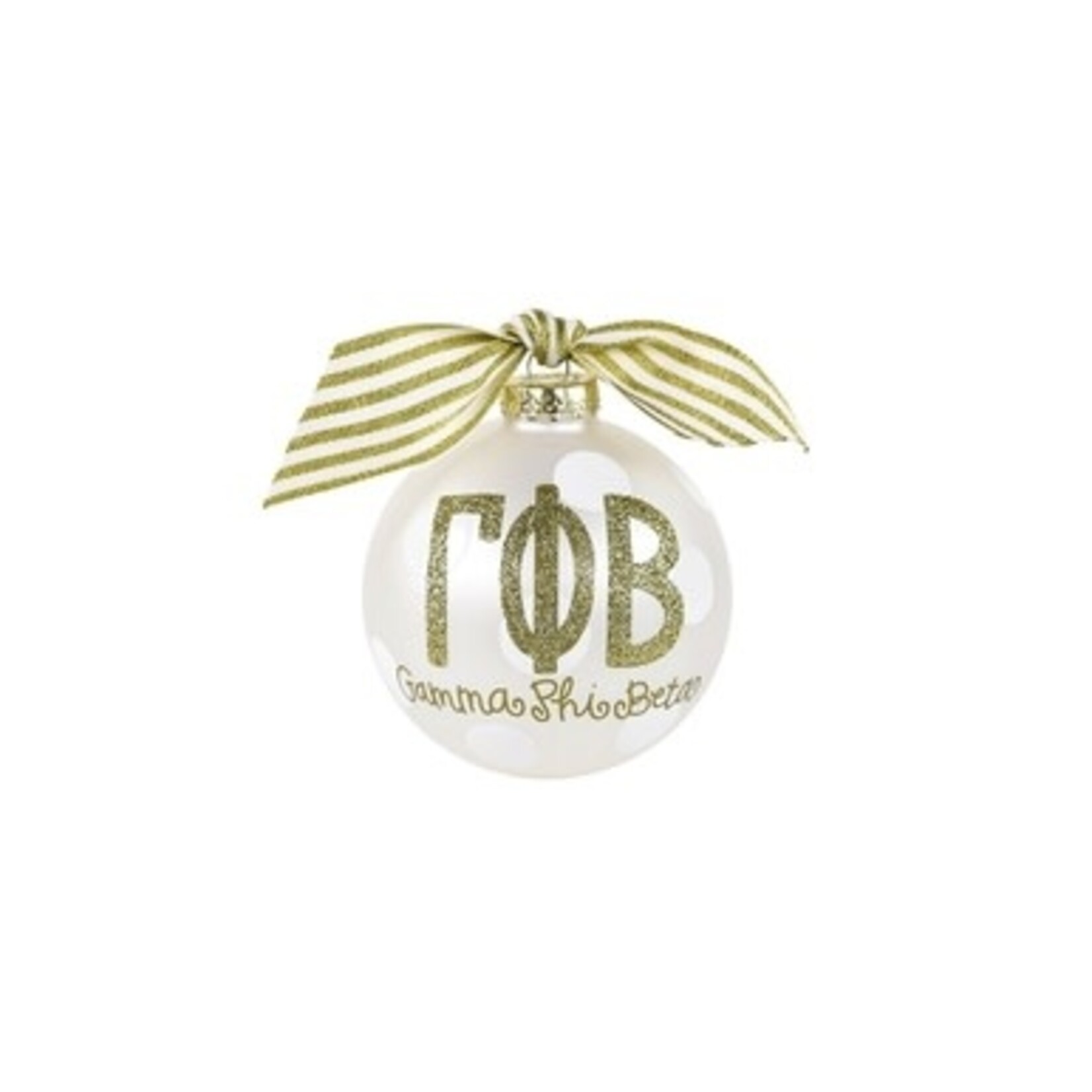 coton colors gamma phi beta gold glitter glass ornament