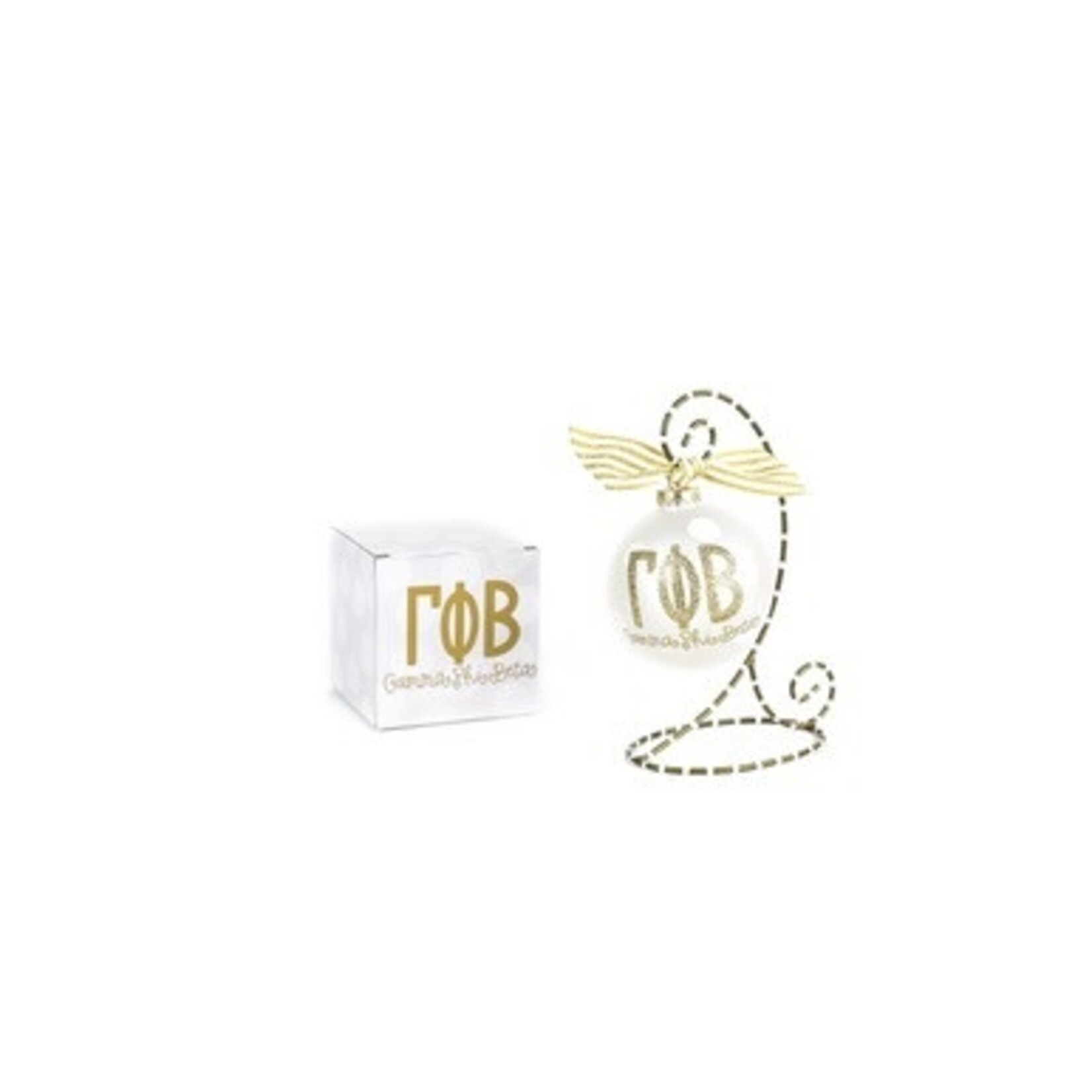coton colors gamma phi beta gold glitter glass ornament