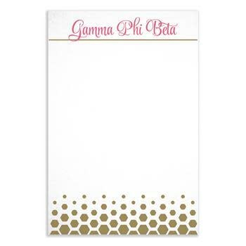 available at m. lynne designs Gamma Phi Beta Gold Notepad