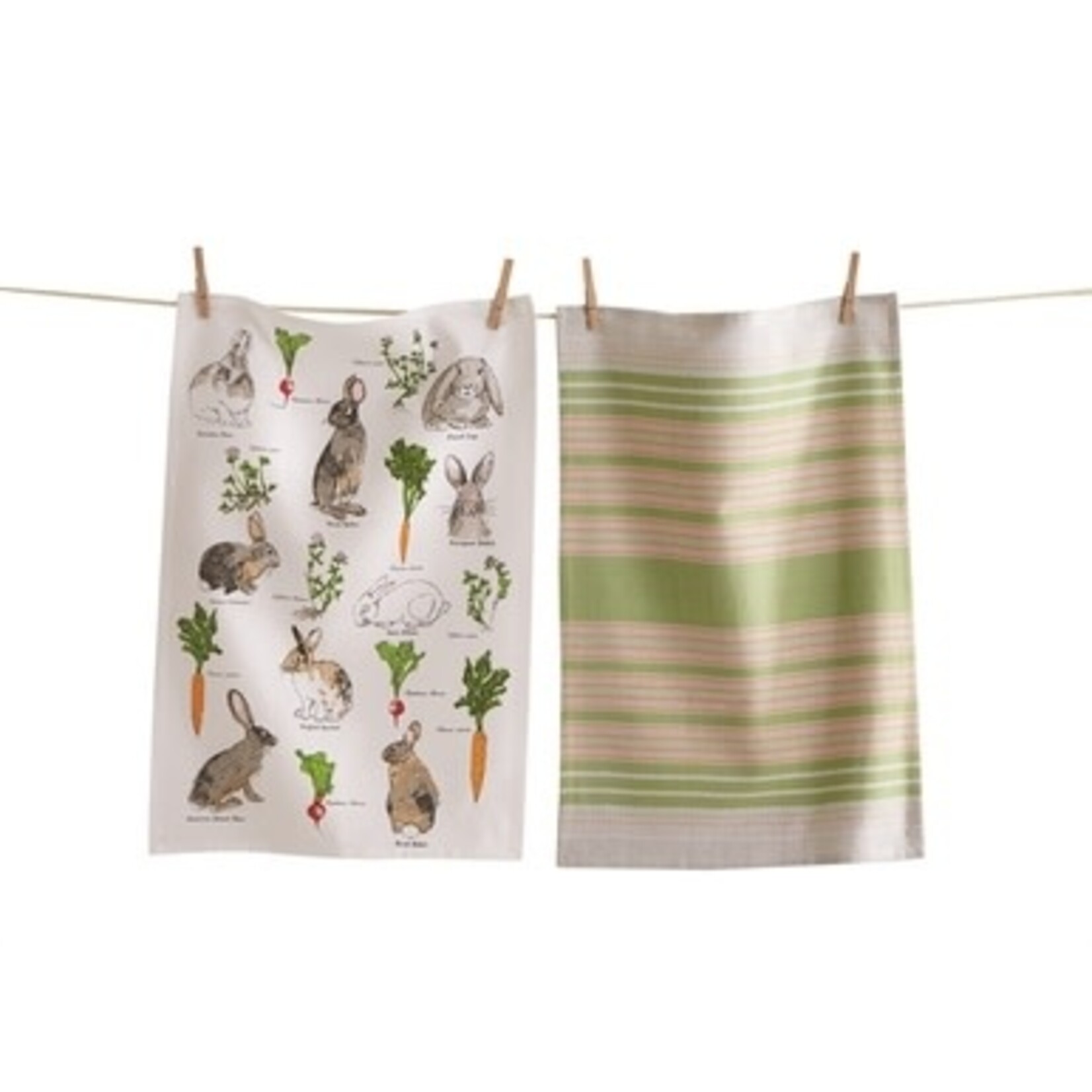 m. lynne designs garden bunnies set of two tea towels