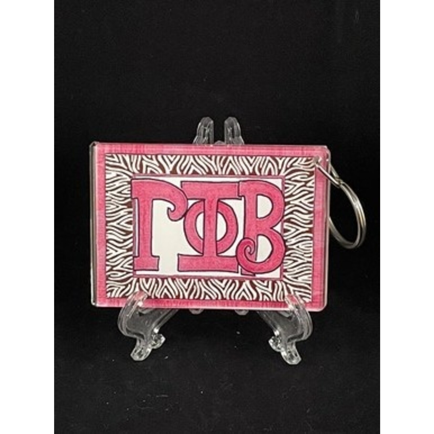 m. lynne designs gamma phi beta zebra keychain