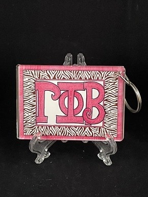 available at m. lynne designs Gamma Phi Beta Zebra Keychain