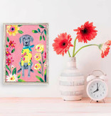 available at m. lynne designs Garden Pup on Pink Framed Canvas