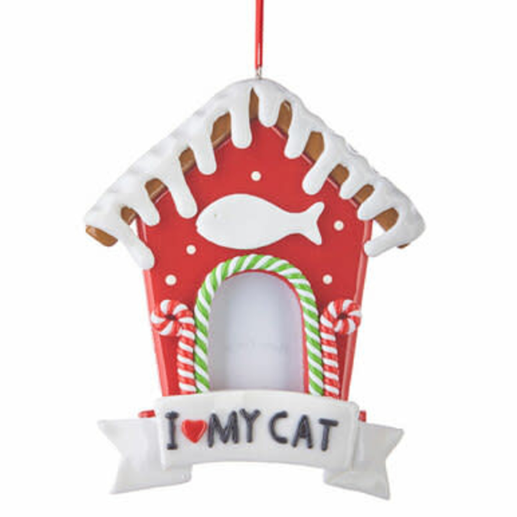 m. lynne designs gingerbread cat house ornament