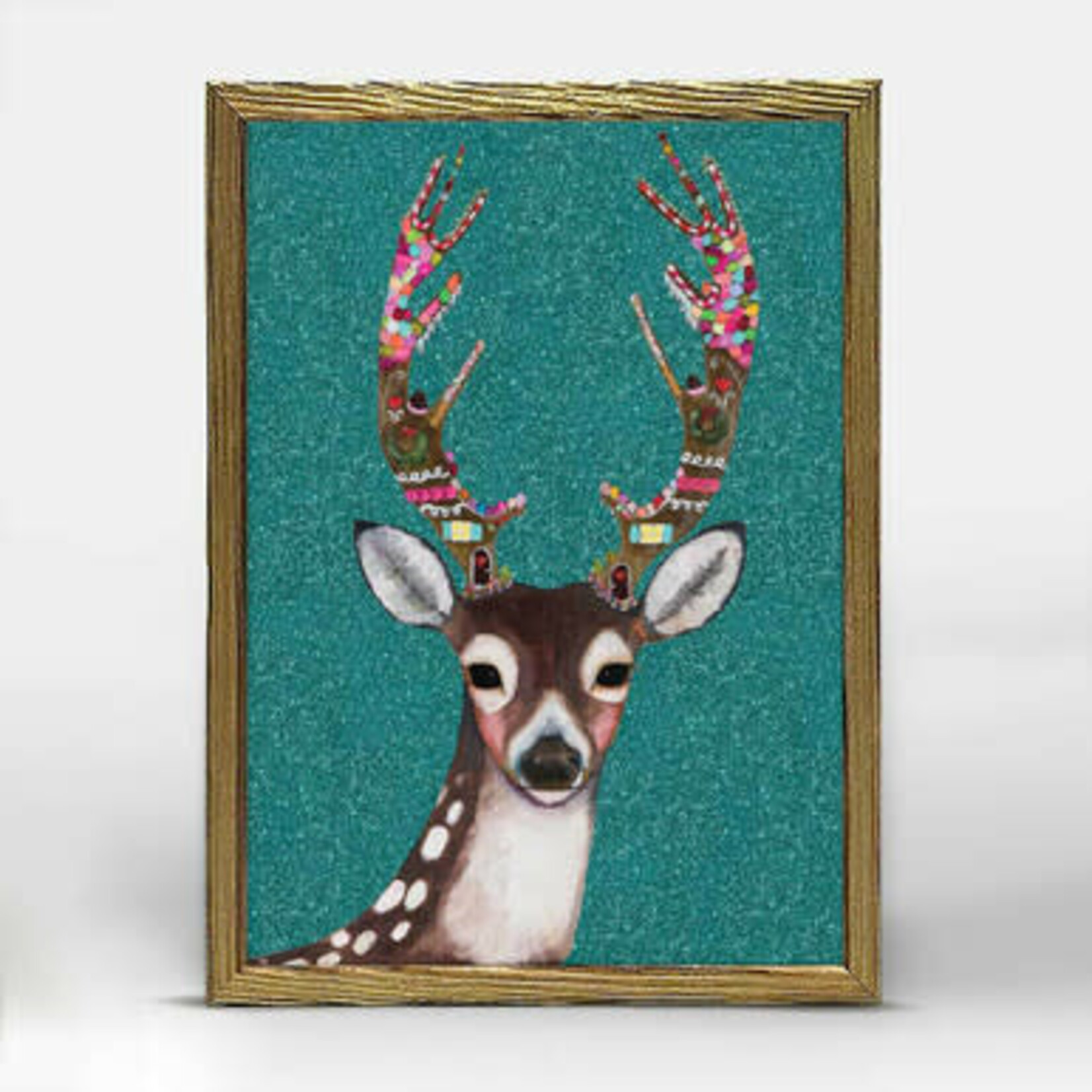 m. lynne designs gingerbread deer framed canvas