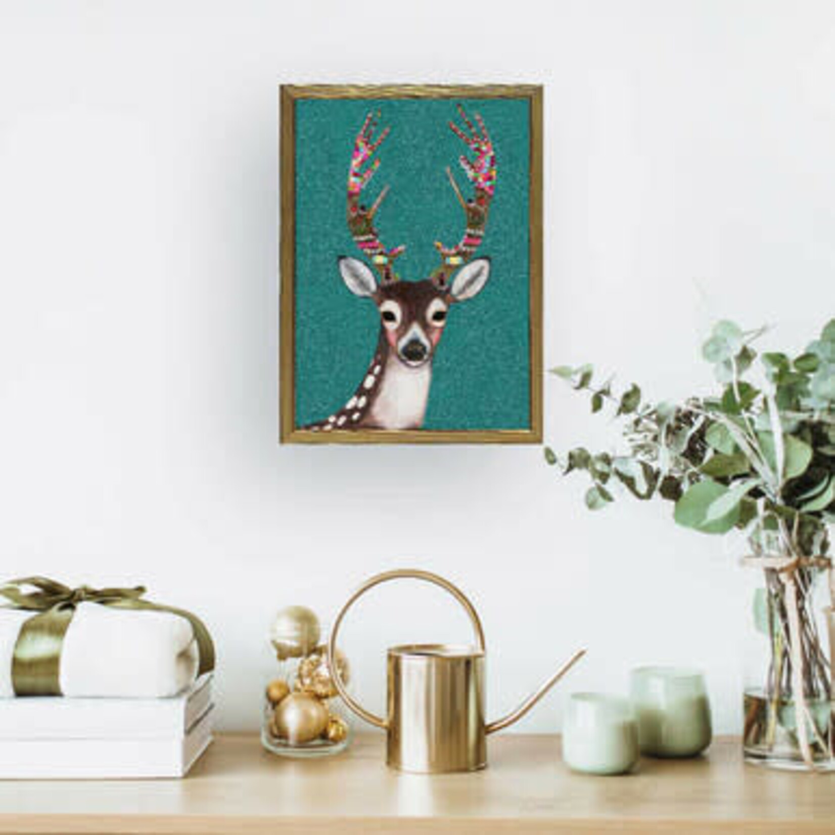 m. lynne designs gingerbread deer framed canvas