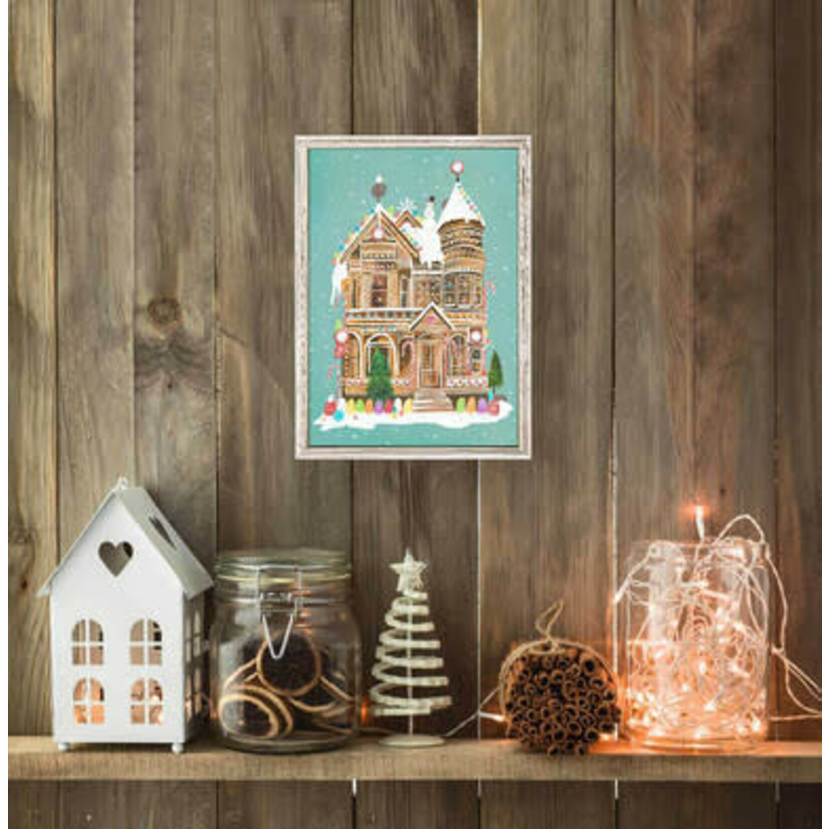 m. lynne designs gingerbread house framed canvas