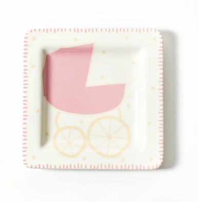coton colors Girl Baby Carriage Square Plate