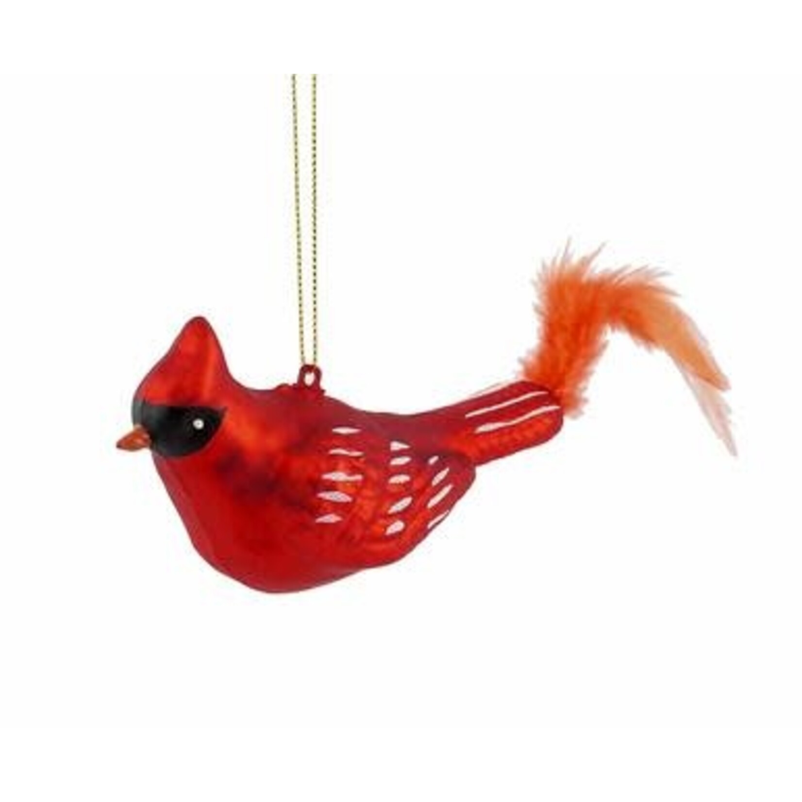 m. lynne designs glass hand painted cardinal ornament