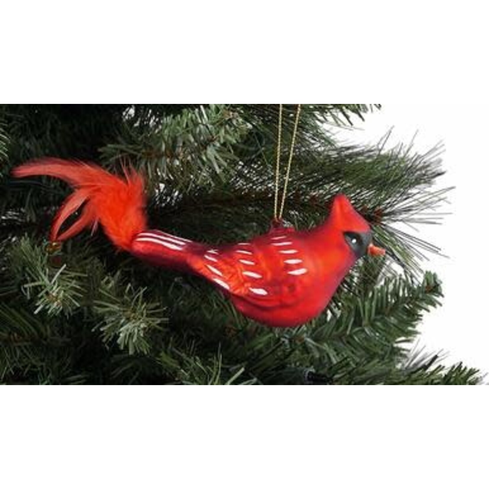 m. lynne designs glass hand painted cardinal ornament