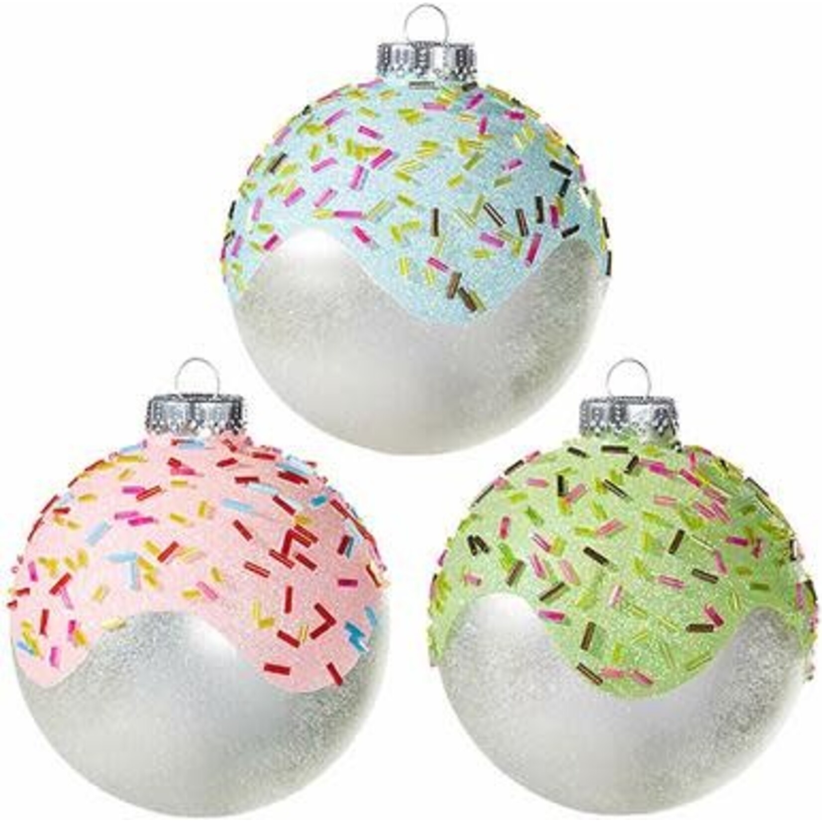 m. lynne designs glazed ball donut with sprinkles glass ornament