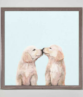 available at m. lynne designs golden pup kisses framed canvas
