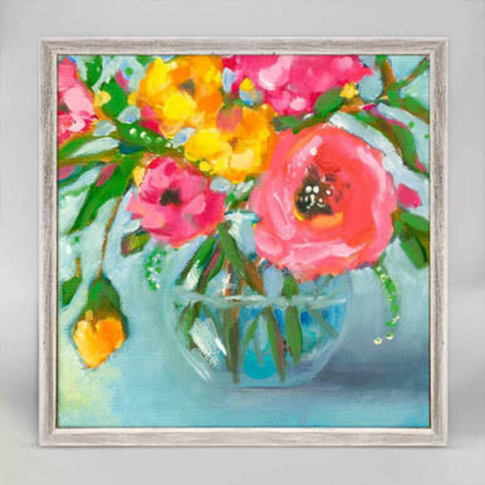 m. lynne designs gray wild bloom framed canvas