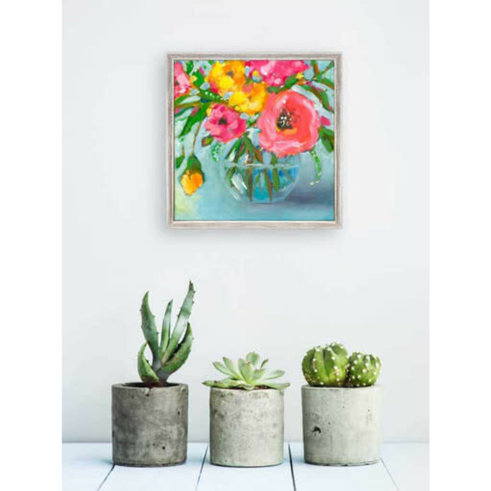 m. lynne designs gray wild bloom framed canvas