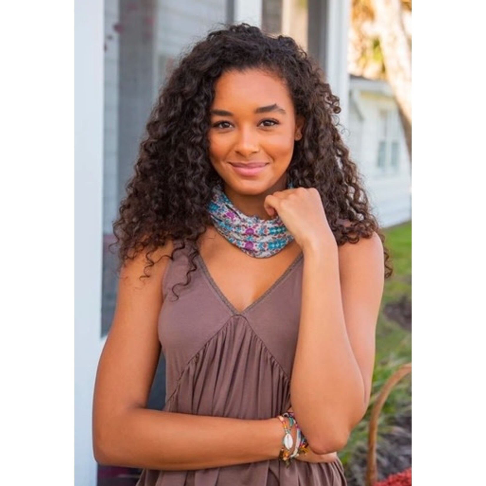 natural life grey flower stamp boho bandeau