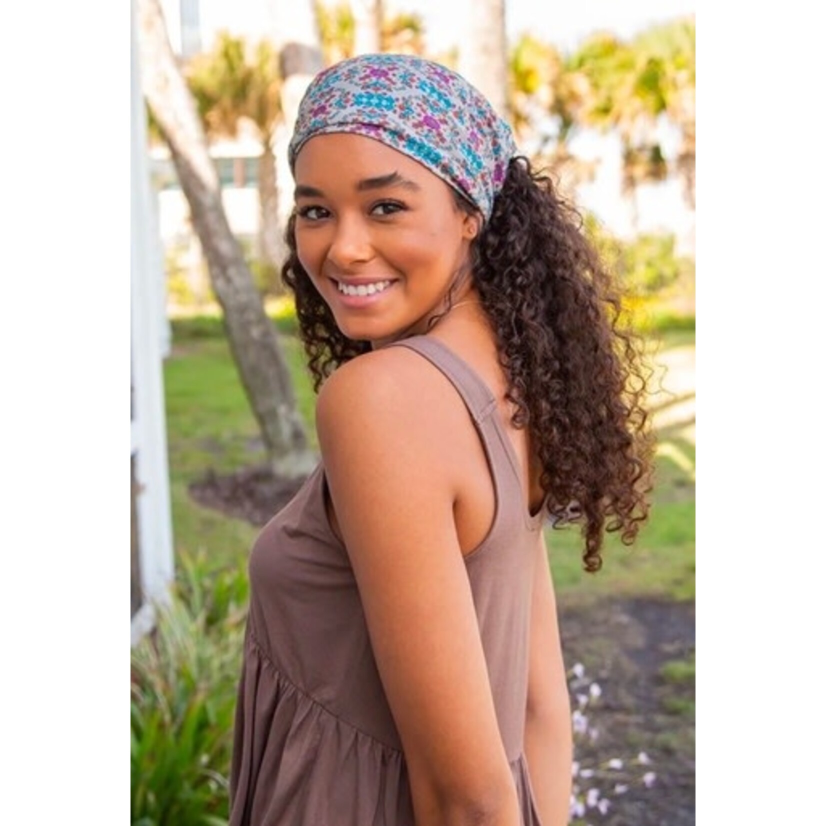 natural life grey flower stamp boho bandeau