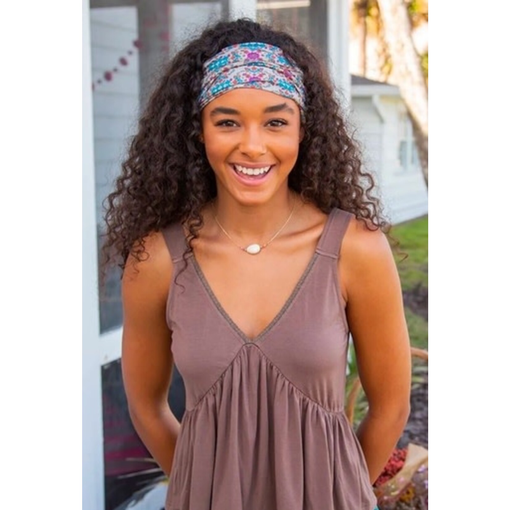 natural life grey flower stamp boho bandeau