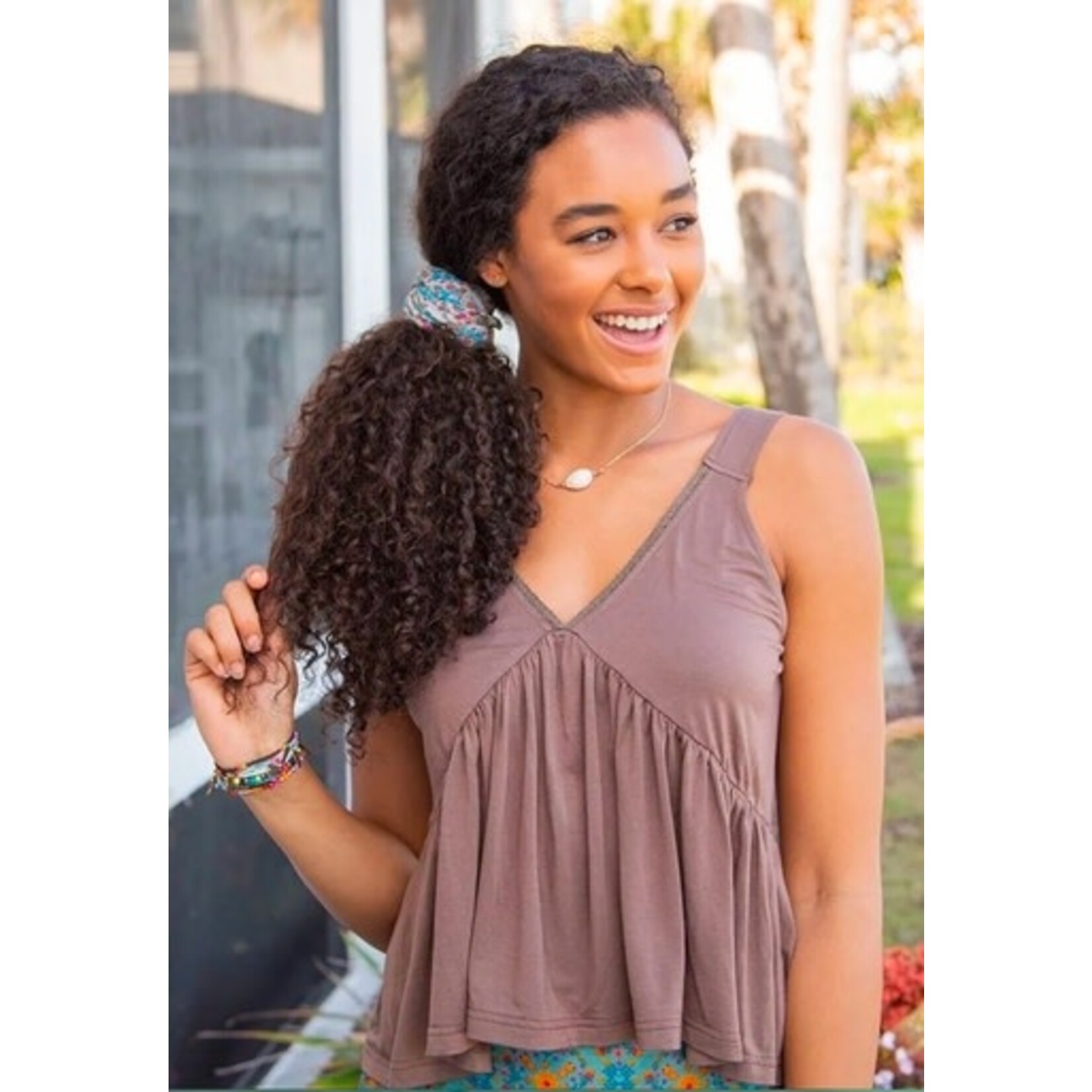 natural life grey flower stamp boho bandeau