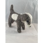 m. lynne designs grey and white patch wool felt dog ornament