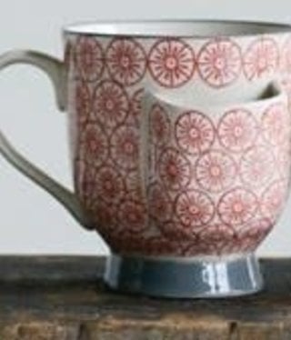 Hand-stamped with Tea Bag, Red & Gray Mug