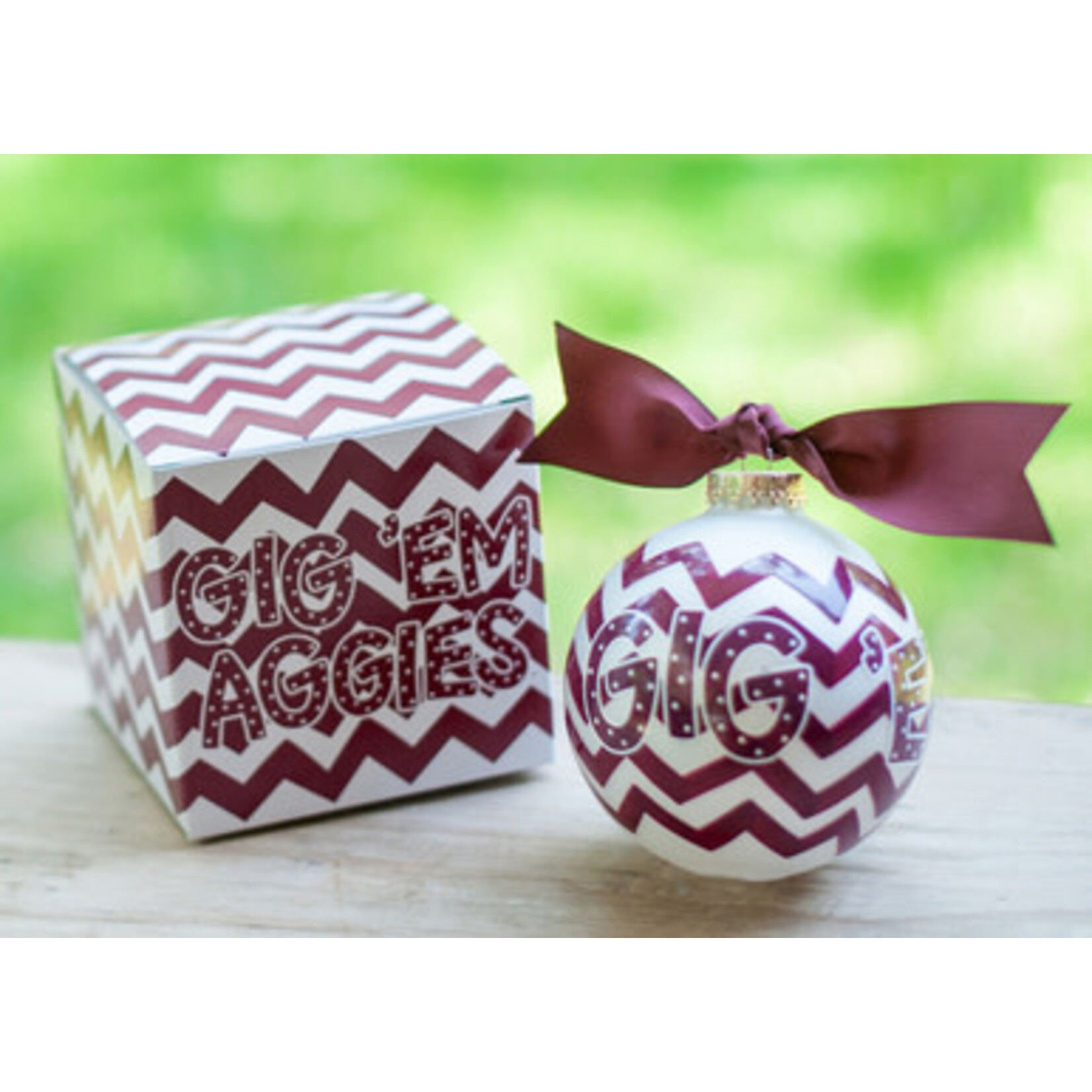 coton colors texas a&m chevron glass ornament