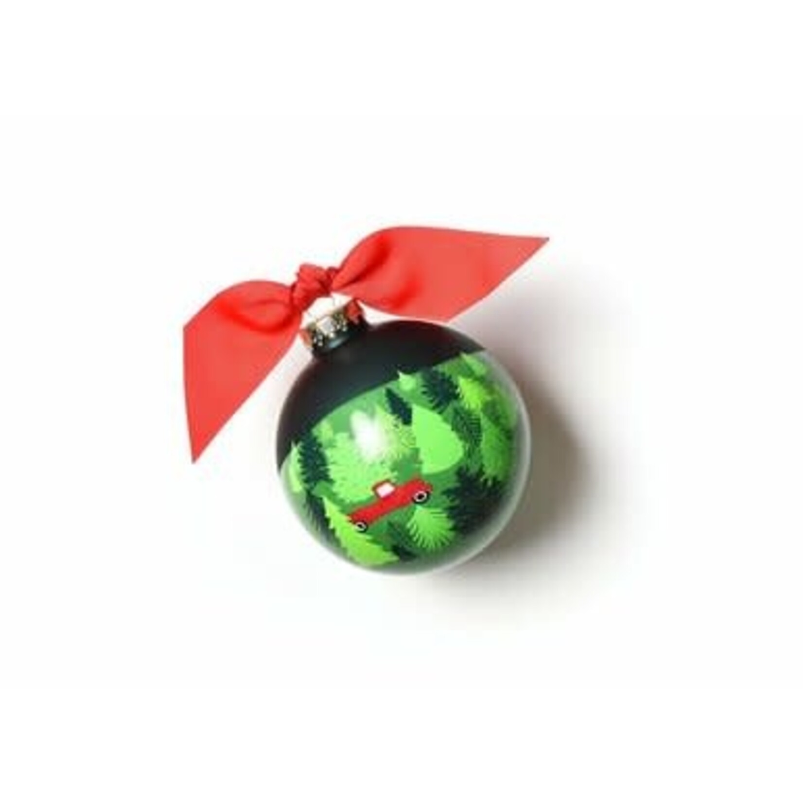coton colors truck on a tree farm glass ornament