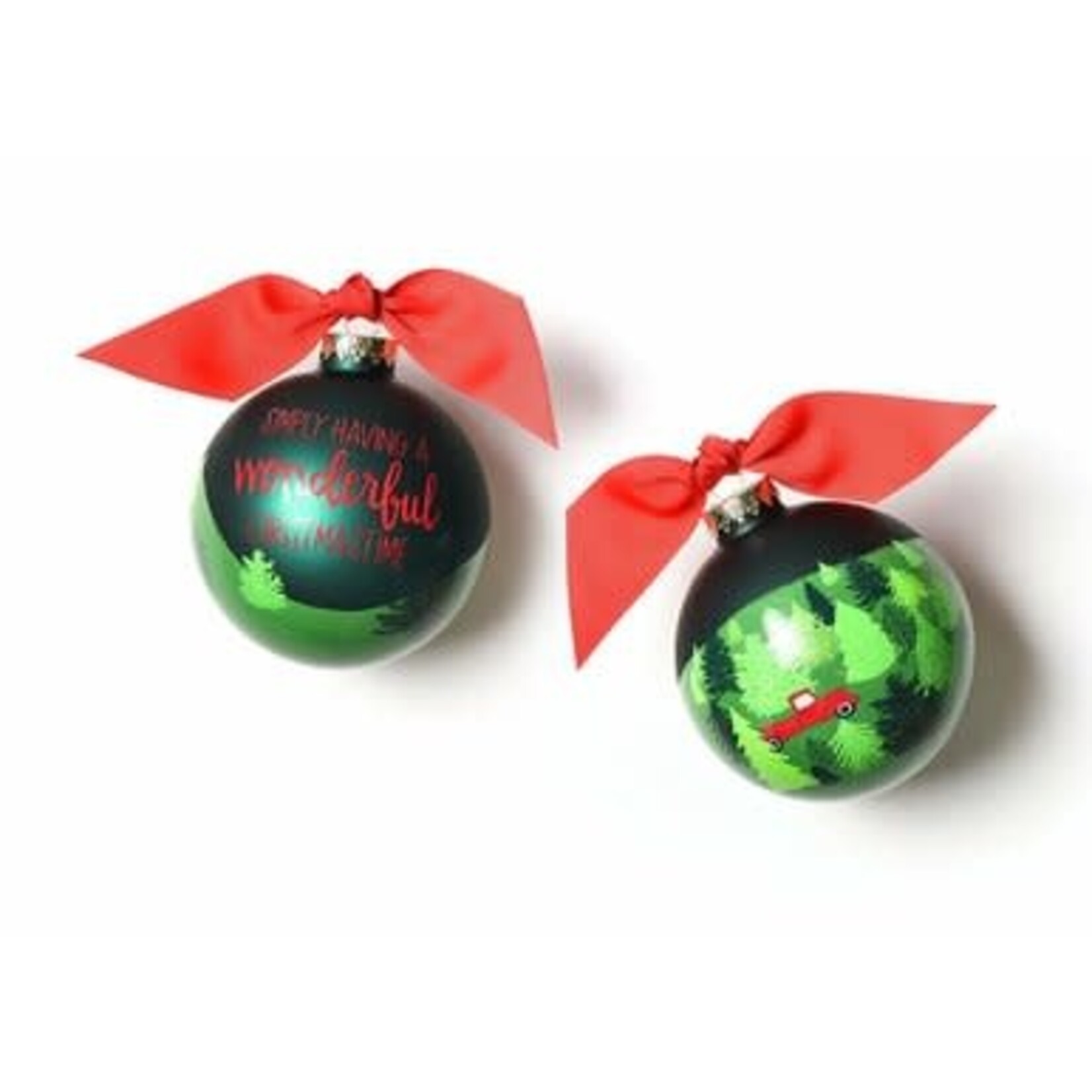 coton colors truck on a tree farm glass ornament