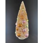 m. lynne designs large white bottlebrush tree with pink, orange and lime ornaments